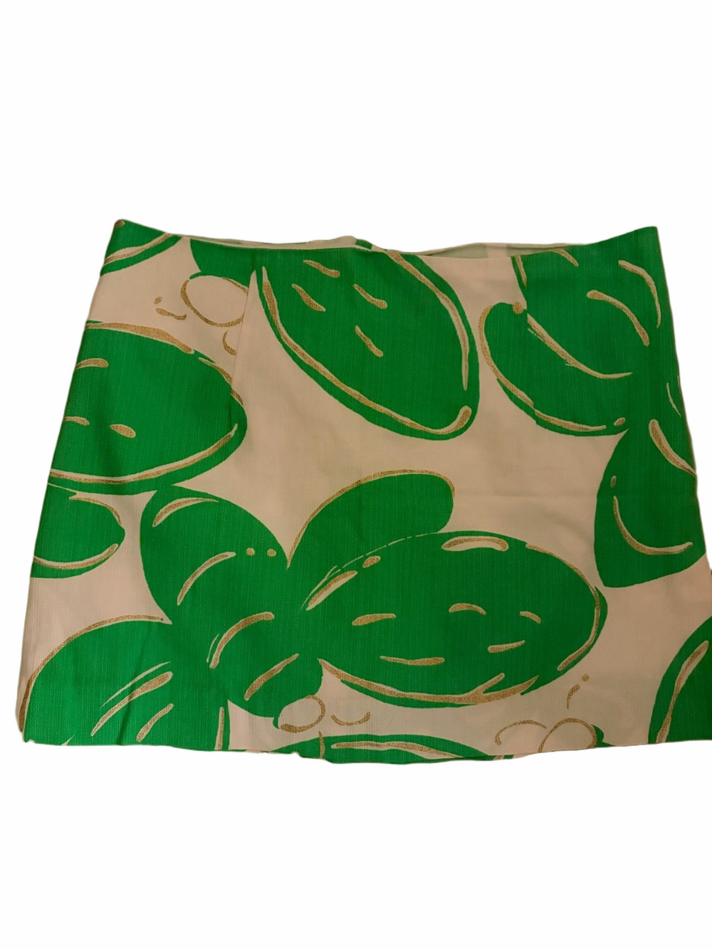 Lilly Pulitzer White Mini Skirt with Bright Green Botanical Print